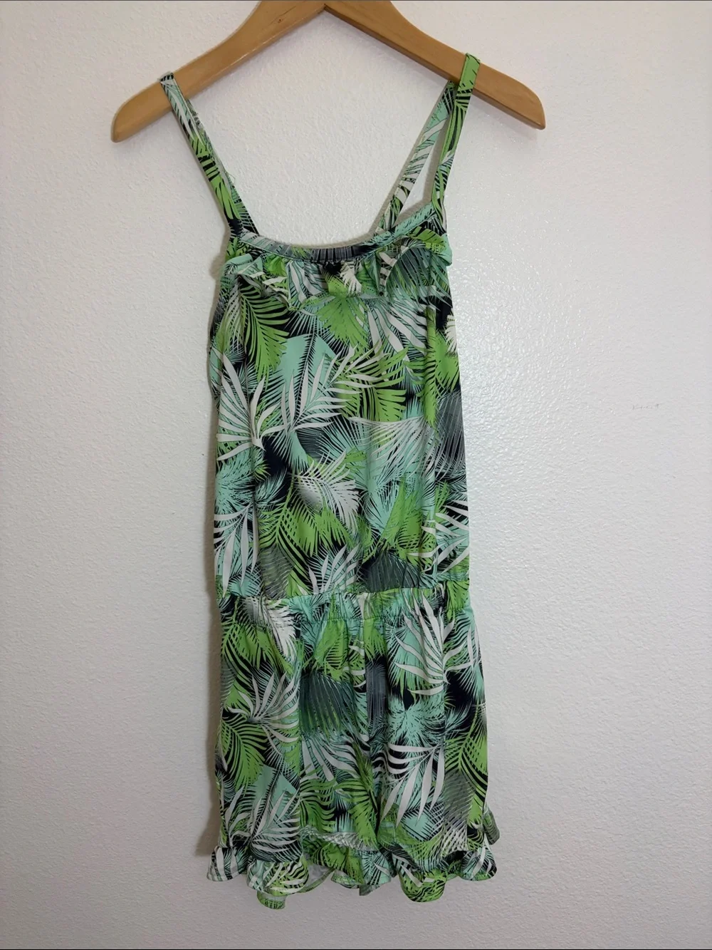 Hurley Tropical Palm Print Green Mint Summer Romper Shortall
